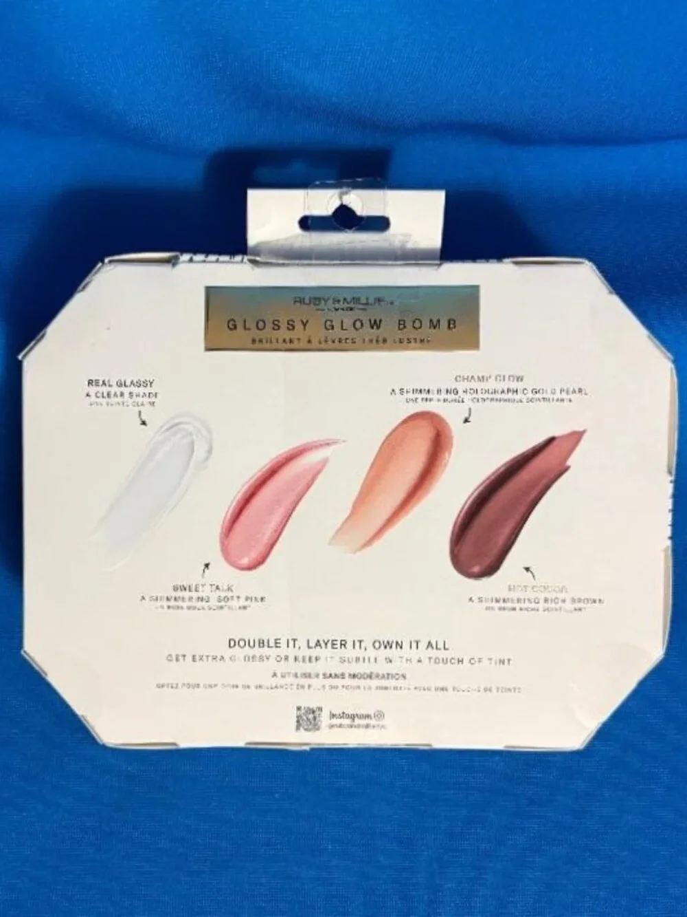 NEW RUBY & MILLIE NEW YORK 4 PK GLOSSY GLOW BOMB NOURISHING SHINE LIP GLOSS SET